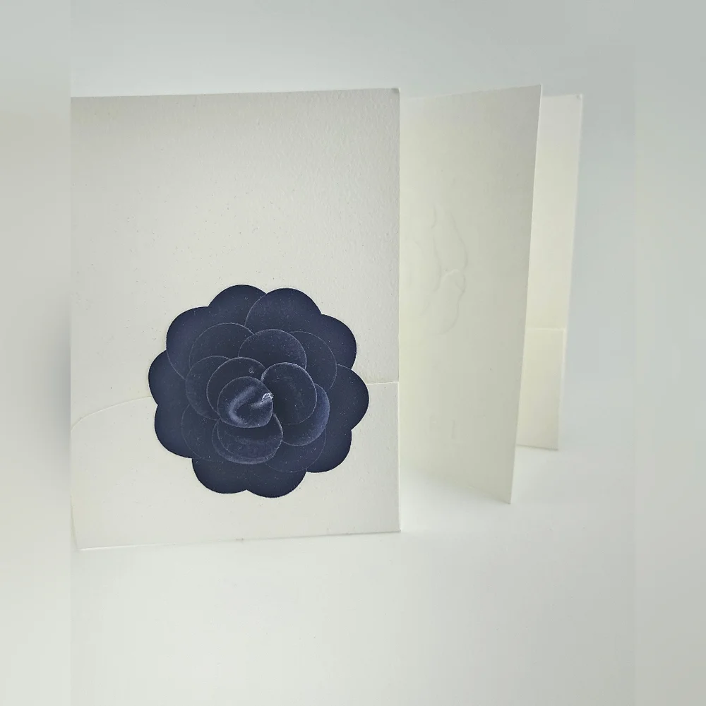 Authentic Chanel Navy Blue Velvet Flower and Card Holders